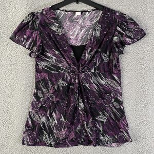 Vintage Agenda Top Women Large Black Purple Y2K Babydoll Whimsigoth Fairy Grunge